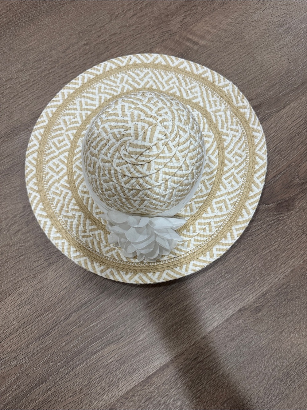 Woven Straw Sun Hat with White Flower